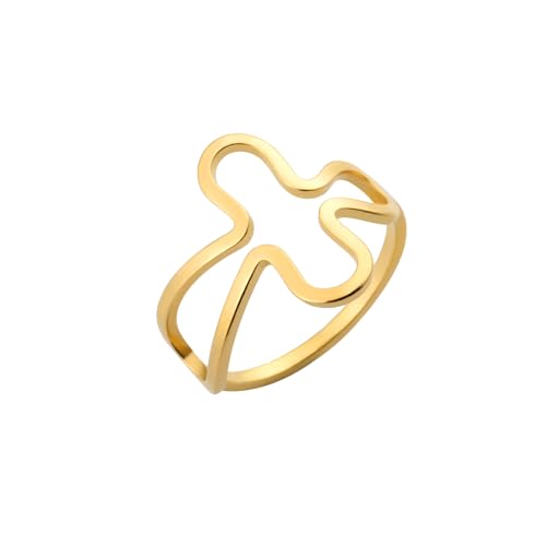 Likgreat Kreuz Ring Versprechen Ringe für Frauen Männer christlichen Schmuck Geschenke für Geburtstag Ostern (18, Skelett-Kreuz, Gold) von LIKGREAT