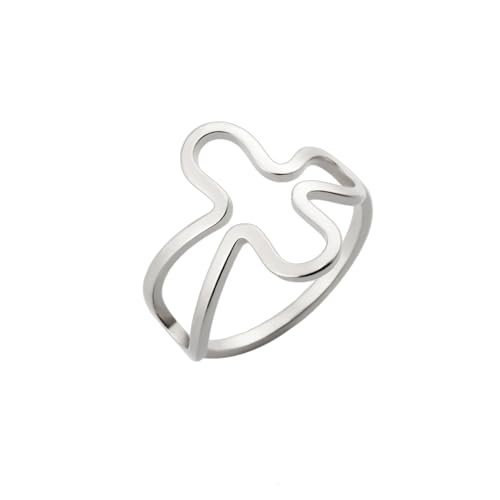 Likgreat Kreuz Ring Versprechen Ringe für Frauen Männer christlichen Schmuck Geschenke für Geburtstag Ostern (21, Skelett-Kreuz, Silber) von LIKGREAT