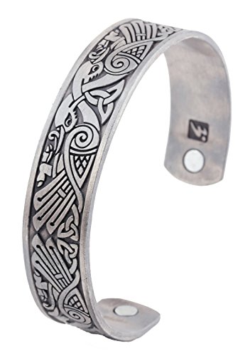 LIKGREAT Keltischer Knoten Wikinger Krähe Armband nordisch Magnetische Manschette Armreif für Männer Frauen Unisex, 2 4, Metall, nicht bekannt von LIKGREAT