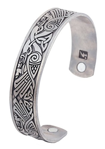 Wikinger Raben-Armband mit keltischem Knoten aus Edelstahl, nordisch, magnetisch, für Herren, 23 cm, Metall, Nicht bekannt von Lemegeton
