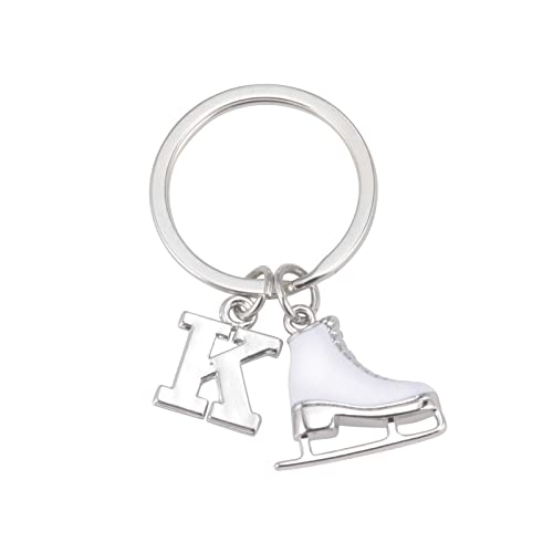 LIKGREAT Schlittschuh Schlüsselanhänger Initiale Eiskunstlauf Charm Winter Weihnachtsdekoration Geschenke für Frauen Mädchen (K) von LIKGREAT