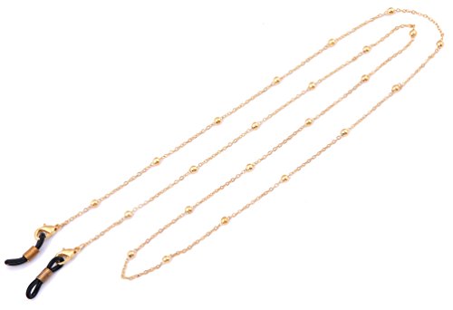 Likgreat Brillenkette für Damen, Perlenkette für Lesebrillen, Sonnenbrillen, Brillenhalter Gold, , Black Connector von LIKGREAT