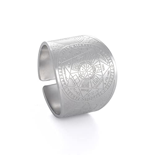 LIKGREAT Siegel der 7 Erzengel Ringe Biblische 7 Heilige Engel Ring Gebet Talisman Amulett Ringe Edelstahlring Schutz Religiöser Schmuck Geschenke für Männer Frauen von LIKGREAT