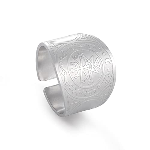 LIKGREAT Siegel der Lilith Ring Lilith Talisman Amulett Ringe Edelstahl Ring Hexe heidnischen Schutz religiösen Schmuck Geschenke für Frauen Männer von LIKGREAT