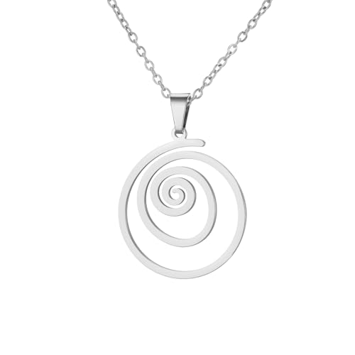 LIKGREAT Spiral-Halskette Wirbel-Spiralen-Anhänger Maori Koru Halskette Minimalistischer Geometrischer Spiralschmuck für Damen (Silber) von LIKGREAT