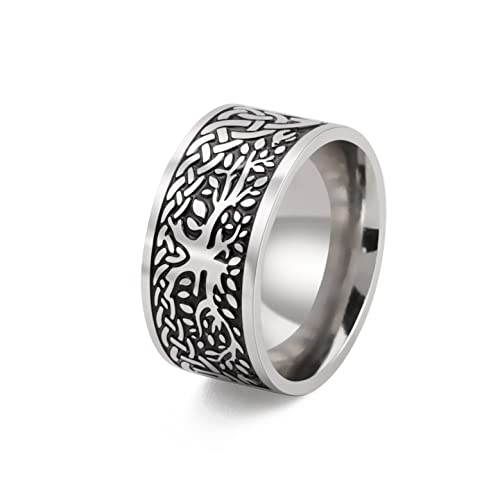 LIKGREAT Yggdrasil World Tree of Life Ringe Bandringe für Damen und Herren, S, Metall, Ohne Edelstein, von LIKGREAT