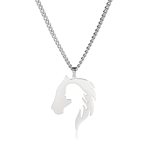 Mädchen und Pferd Anhänger Halskette Pferd Liebhaber Halsketten Charm Freundschaft Edelstahl Schmuck Pferd Geschenke für Mädchen Frauen Geburtstag Jahrestag (Silver) von LIKGREAT