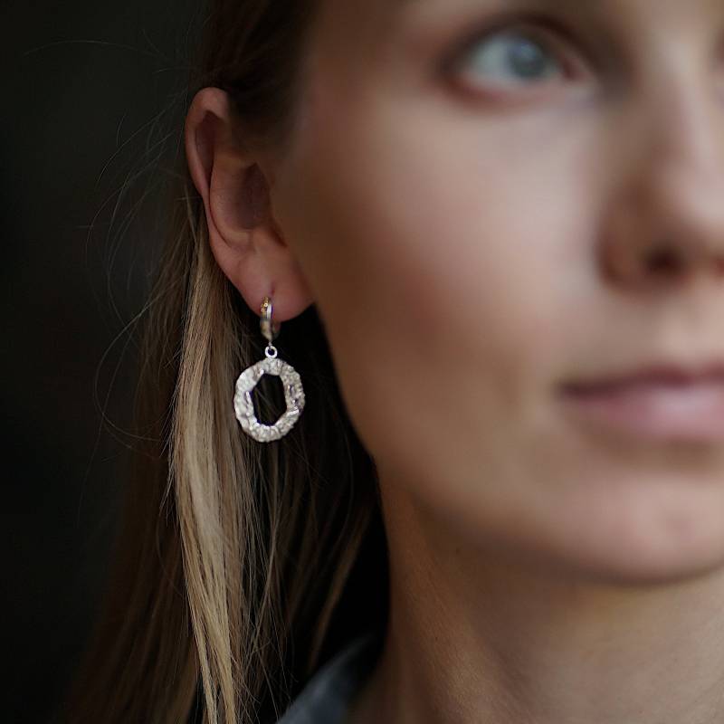Große Silber Ohrringe, Handgemachte Ohrringe Mit Textur Große Silber Ohrringe, Handgemachte Ohrringe Mit Textur von LIKIKOJewellery