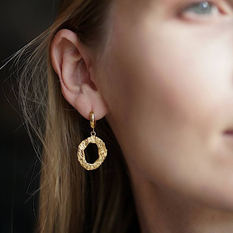 Vergoldete Ohrringe Für Damen, Statement Ohrringe, Gold Gefüllte Große Mit Textur von LIKIKOJewellery