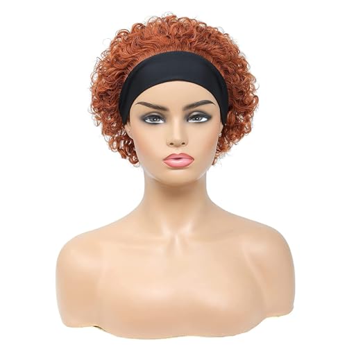 Kurze Bob Curly Pixie Cut Stirnband-Perücke, Echthaar-Perücke, leimlose Perücke, hitzebeständige orangefarbene Perücke, orange Farbe, for Frauen im täglichen Party-Cosplay-Einsatz. Kurze Bob Curly Pixie Cut Stirnband-Perücke, Echthaar-Perücke, leimlose Perücke, hitzebeständige orangefarbene Perücke, orange Farbe, for Frauen im täglichen Party-Cosplay-Einsatz. von LIKUHLI