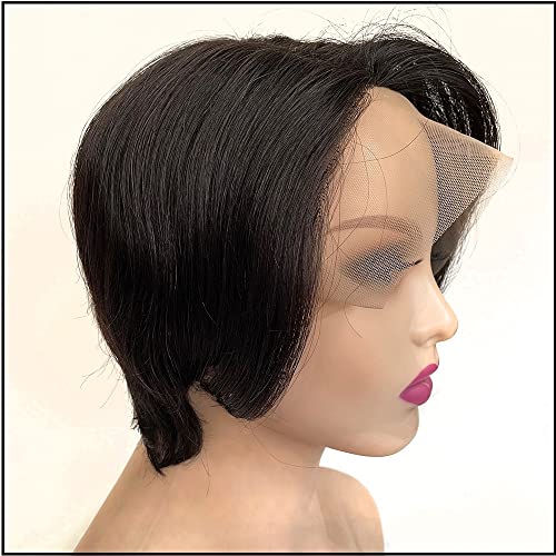 Kurze Echthaar-Perücke, Pixie-Schnitt, 13 x 1 Lace-Front-Perücke, Pixie-Schnitt, Bob-Perücke, leimlose glatte Haare, Seitenteil-Perücke, for Frauen, tägliche Verwendung auf Partys, Cosplay.(Black) Kurze Echthaar-Perücke, Pixie-Schnitt, 13 x 1 Lace-Front-Perücke, Pixie-Schnitt, Bob-Perücke, leimlose glatte Haare, Seitenteil-Perücke, for Frauen, tägliche Verwendung auf Partys, Cosplay.(Black) von LIKUHLI