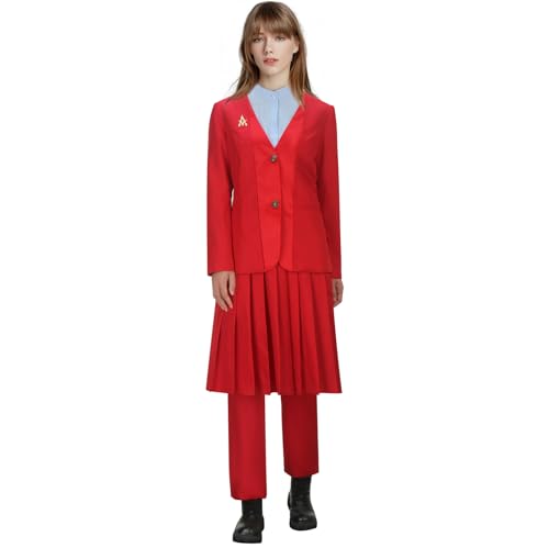 LIKUNGOU Erwachsene Coriolanus Snow Kostüm Herren Damen Rot Blazer Hose Rock Spiele Uniform Anzug Halloween Party Outfit (Damen, M) von LIKUNGOU