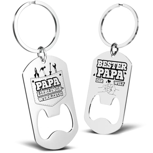 LILABIENE Schlüsselanhänger Papa Flaschenöffner Bieröffner Mit Gravur Bester Papa der Welt Geschenk zum Vatertag von LILABIENE