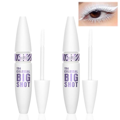 2 Stück Weiße Wimperntusche,15ml Weiße Mascara,5D Weiß Wimperntusche Mascara Primer White,Durable Wasserfest,Langlebige Volumizing CurlingKein Verklumpen,Geeignet für Party-Augen-Make-Up von LILELIG