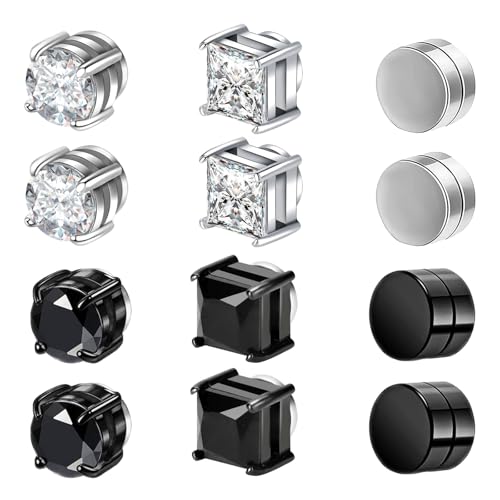 6 Paar Magnet Ohrringe Herren,Fake Ohrringe,Magnet Ohrringe,Hypoallergenes Magnet Ohrringe Damen,Aufsteckbares Ohrringe Magnet,6 mm,Geeignet für Männer und Frauen von LILELIG