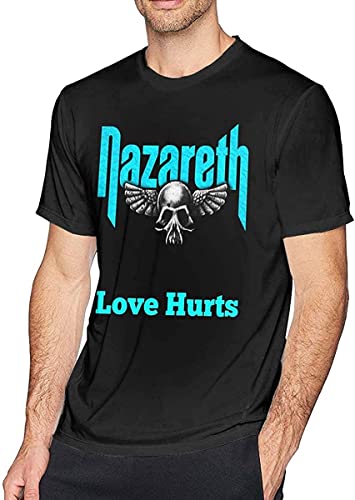 Nazareth Love Hurts T Shirt Men's Fashion Cotton Crew Neck Short Sleeve Tees Black T-Shirts & Hemden(Large) von LILI956677