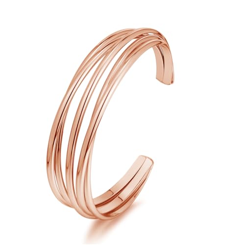 LILIE&WHITE Roségold Armreif Armband für Damen – Modernes Design mit Mehreren Ringen, Hypoallergen, Langlebig, Stilvoller Schmuck als Geschenk für Besondere Anlässe von LILIE&WHITE