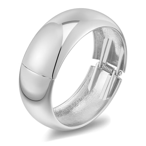 LILIE&WHITE Breiter Armreif Damen Silberfarben – Eleganter Klappverschluss-Armreif mit Hochglanzfinish, Stilvoller Schmuck für Alltag und Besondere Anlässe LILIE&WHITE Breiter Armreif Damen Silberfarben – Eleganter Klappverschluss-Armreif mit Hochglanzfinish, Stilvoller Schmuck für Alltag und Besondere Anlässe von LILIE&WHITE