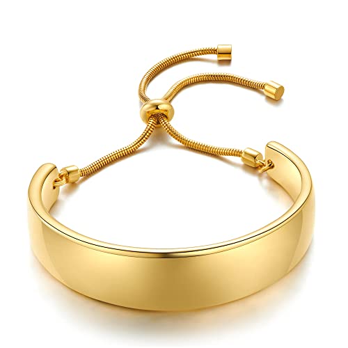 LILIE&WHITE Verstellbarer Armreif für Damen, Goldfarbener Minimalistischer Schmuck mit Glatter Oberfläche, Elegantes Geschenk für Besondere Anlässe von LILIE&WHITE