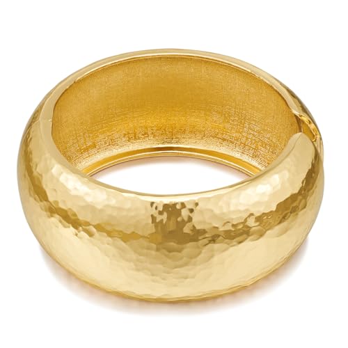 LILIE&WHITE Breiter Armreif Goldfarben – Eleganter Damen-Schmuck, Handgefertigtes Design mit Hammerschlag-Optik, Stilvolles Accessoire für Alltag und Besondere Anlässe von LILIE&WHITE