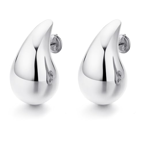 LILIE&WHITE Chunky Sliver Teardrop Ohrringe für Frauen Lightweight Waterdrop Dupes Dangle Earrings Large Trendy Drop Earrings Gift for Women von LILIE&WHITE