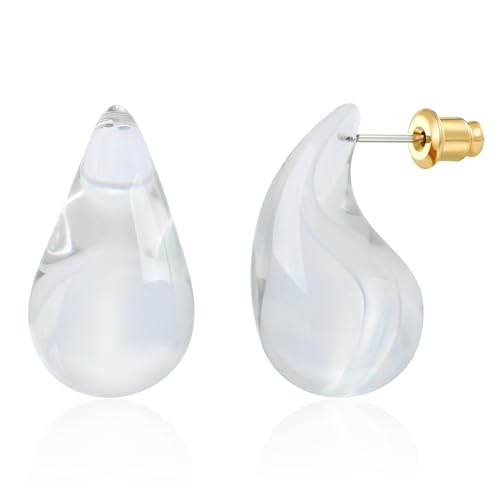 IE&WHITE Weiße Ohrringe Wassertropfen Ohrstecker für Damen – Elegantes von LILIE&WHITE