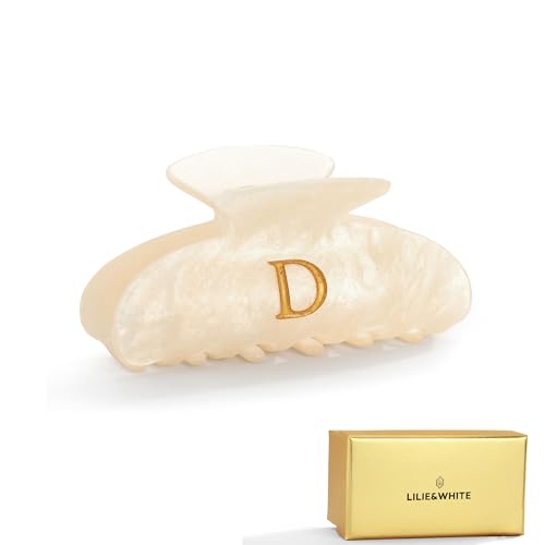 LILIE&WHITE Damen Haarklammer mit Buchstabe D – Handgefertigter Haarclip in schimmernder Perlmutt-Optik, Persönliches und stilvolles Accessoire für Frauen, Für Alltag & besondere Anlässe von LILIE&WHITE