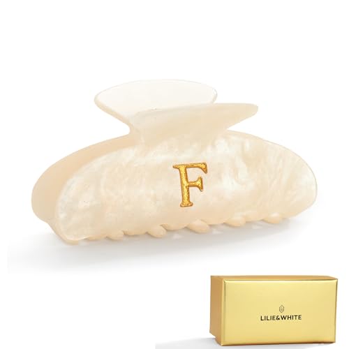 LILIE&WHITE Damen Haarklammer mit Buchstabe F – Handgefertigter Haarclip aus edler Perlmutt-Optik, Stilvolles und persönliches Accessoire für Frauen, Für Alltag & besondere Anlässe von LILIE&WHITE