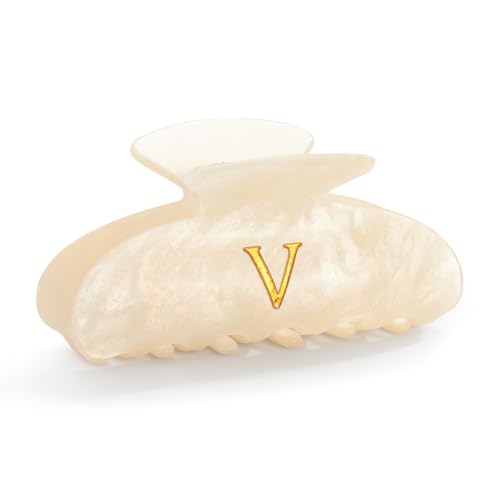 LILIE&WHITE Damen Haarklammer mit Buchstabe V – Handgemachter Haarclip in eleganter Perlmutt-Optik, Stilvolles Modeaccessoire für Frauen, Modernes Design für Alltag & besondere Anlässe von LILIE&WHITE