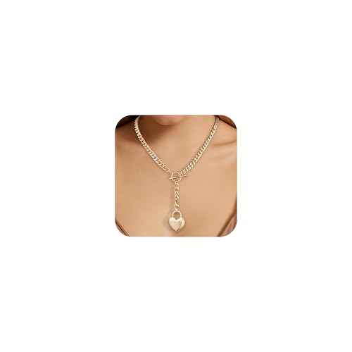 LILIE&WHITE Kette für Damen Goldene Halskette mit Herz-Schlossanhänger – Modische Damenkette im Statement-Design, Perfekt für Alltag und Besondere Anlässe von LILIE&WHITE