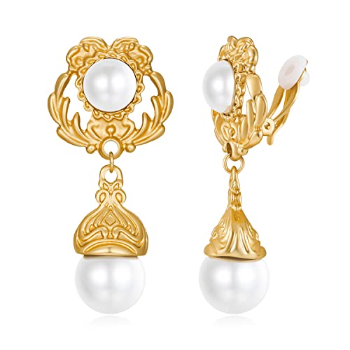 LILIE&WHITE Damen Ohrclips – Hypoallergen Clip Ohrringe, Verblasst Nicht, Goldene Fassung mit Perlenanhänger – Elegantes Design mit Klassischem Charme – Geschenk für Frauen von LILIE&WHITE