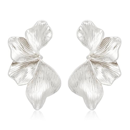 LILIE&WHITE Damen Ohrringe Silber Blumen Design, Hypoallergen Nicht Verblassend, Elegante Statement-Ohrringe Hängend, Geschenkidee Für Damen von LILIE&WHITE