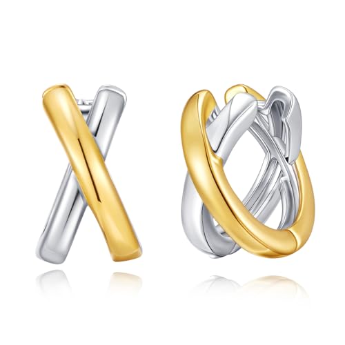 LILIE&WHITE Damen Ohrringe in Gold und Silber, Modernes Design, Vergoldet und Silber Beschichtet, Hypoallergen, Nicht Verblasst, Geschenkidee für Frauen von LILIE&WHITE