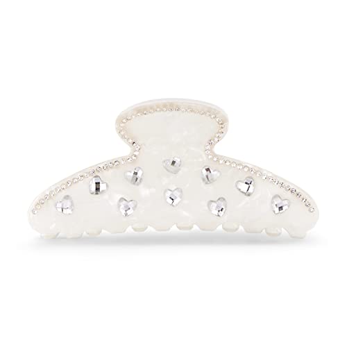 LILIE&WHITE Haarspange Haarclip in Weiß – Elegantes Design mit Strasssteinen und Herzmotiven, Stabiler Haarschmuck für Damen, Geeignet für Alltag und besondere Anlässe von LILIE&WHITE