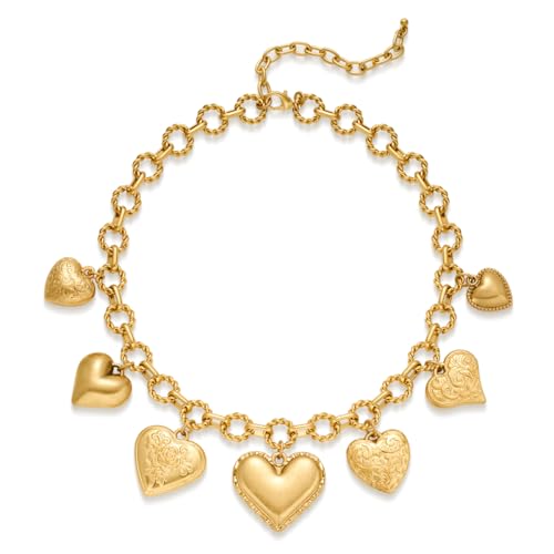 LILIE&WHITE Gold Herz Anhänger Halskette mit Filigranem Design, Hypoallergen, Langlebig, Elegantes Schmuckstück für Damen, Geschenk für Besondere Anlässe von LILIE&WHITE