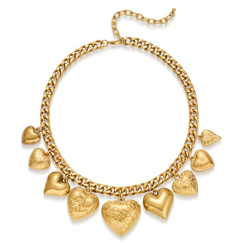 LILIE&WHITE Gold Herz Anhänger Halskette mit Verziertem Design, Hypoallergen, Langlebig, Elegantes Schmuckstück für Damen, Geschenk für Besondere Anlässe von LILIE&WHITE