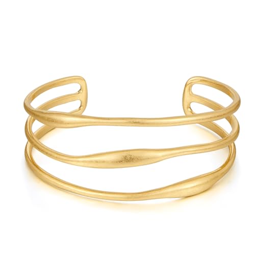 LILIE&WHITE Goldener Armreif für Damen – Dreireihiges, offenes Design, Minimalistischer Schmuck für Alltag und besondere Anlässe LILIE&WHITE Goldener Armreif für Damen – Dreireihiges, offenes Design, Minimalistischer Schmuck für Alltag und besondere Anlässe von LILIE&WHITE