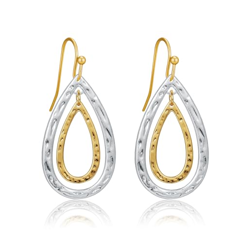 LILIE&WHITE Zwei-Ton Ohrringe für Damen – Elegantes Tropfen-Design in Silber und Gold, Hypoallergen, Langlebig, Rostfrei, Geschenk für Besondere Anlässe von LILIE&WHITE