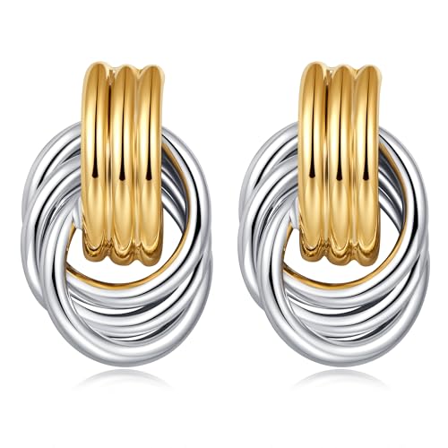 LILIE&WHITE Ohrringe Ohrstecker für Damen – Elegante gold- und silberfarbene Creolen im modernen Knoten-Design, stilvolle Ohrringe für Alltag und besondere Anlässe von LILIE&WHITE