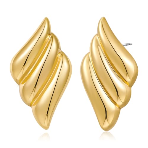 LILIE&WHITE Ohrringe Damen Ohrstecker, Elegante Blattförmige Ohrringe in Gold, Stilvolles Accessoire für Alltag und besondere Anlässe von LILIE&WHITE