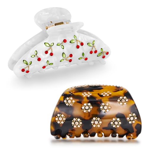 LILIE&WHITE Haarspangen-Set für Damen, 2er-Pack Haarklammern mit Kirsch- und Blumen-Design, Rutschfest und Langlebig, Geschenkidee für Geburtstag und Besondere Anlässe von LILIE&WHITE