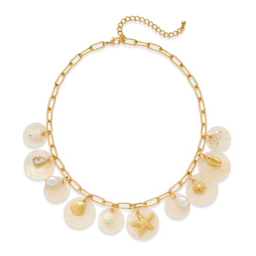 LILIE&WHITE Gold Meerjungfrau-Halskette mit Muscheln & Perlen – Elegant und modisch, mit Meer-Inspiration, Langlebig und Farbbeständig, Geschenk für Frauen, Sommeroutfits und besondere Anlässe von LILIE&WHITE