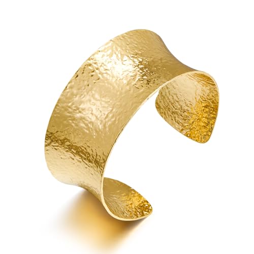 LILIE&WHITE Gold Hammered Armreif Armband für Damen – Elegantes Design, Hypoallergen, Langlebig, Rostfrei, Geschenk für Besondere Anlässe und stilvolle Outfits von LILIE&WHITE