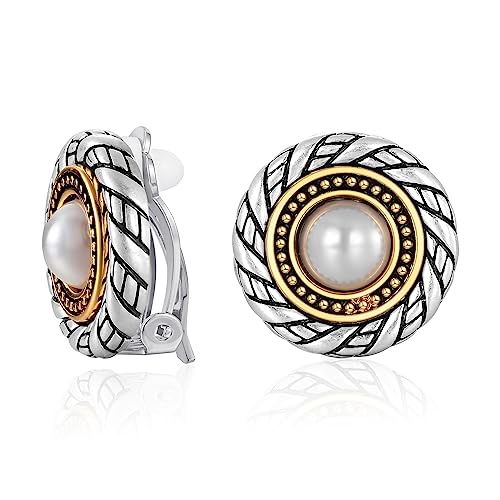 LILIE&WHITE Ohrclips mit Perlen – Vintage-inspirierter Schmuck mit zweifarbigem Design und edler Perle, ideal für besondere Anlässe von LILIE&WHITE