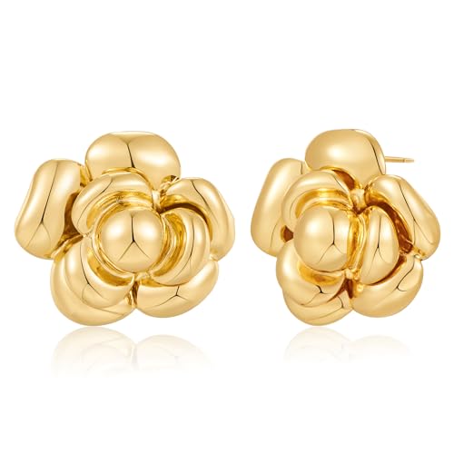 LILIE&WHITE Gold Blumen Ohrringe für Damen – Elegantes Design, Hypoallergen, Langlebig, Geschenk für Besondere Anlässe von LILIE&WHITE