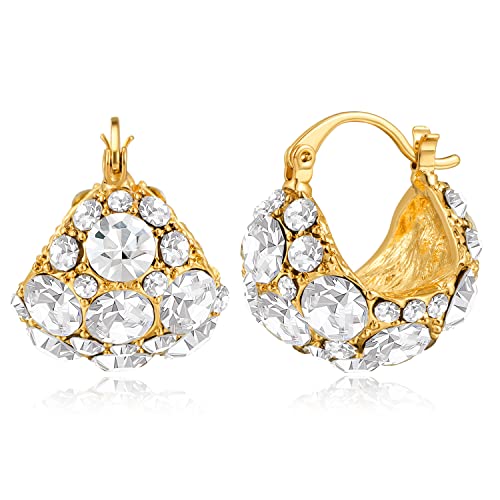 LILIE&WHITE Ohrringe Elegante Ohrcreolen mit Strass – Funkelndes Design in Gold für Damen – Stilvoller Schmuck für besondere Anlässe von LILIE&WHITE