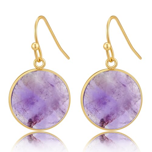 LILIE&WHITE Ohrringe Goldene Ohrhänger Mit Lila Edelstein Für Damen – Hypoallergen, Farbbeständig Und Nickelfrei – Elegantes Schmuckdesign Für Alltag Und Besondere Anlässe Geschenkidee von LILIE&WHITE