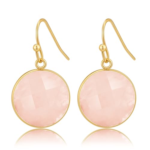 LILIE&WHITE Ohrringe Goldene Ohrhänger Mit Rosa Edelstein Für Damen – Hypoallergen, Farbbeständig Und Nickelfrei – Elegantes Schmuckdesign Für Alltag Und Besondere Anlässe von LILIE&WHITE