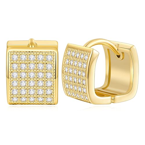 LILIE&WHITE Damen Creolen Gold Ohrringe mit Zirkonia, Hypoallergen, Vergoldet, Elegante Ohrhänger für Frauen, Geschenkidee, Nicht Verblasst von LILIE&WHITE