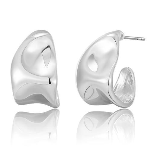 LILIE&WHITE Silberne Ohrstecker Für Damen – Hypoallergen, Farbbeständig Und Nickelfrei – Modernes Abstraktes Design Für Alltag Und Besondere Anlässe – Geschenkidee Für Geburtstage Und Jubiläen von LILIE&WHITE